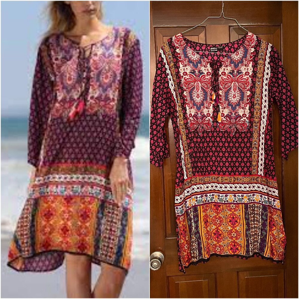 Nwot Size Large Ananda's Collection Bohemian Tuni… - image 1